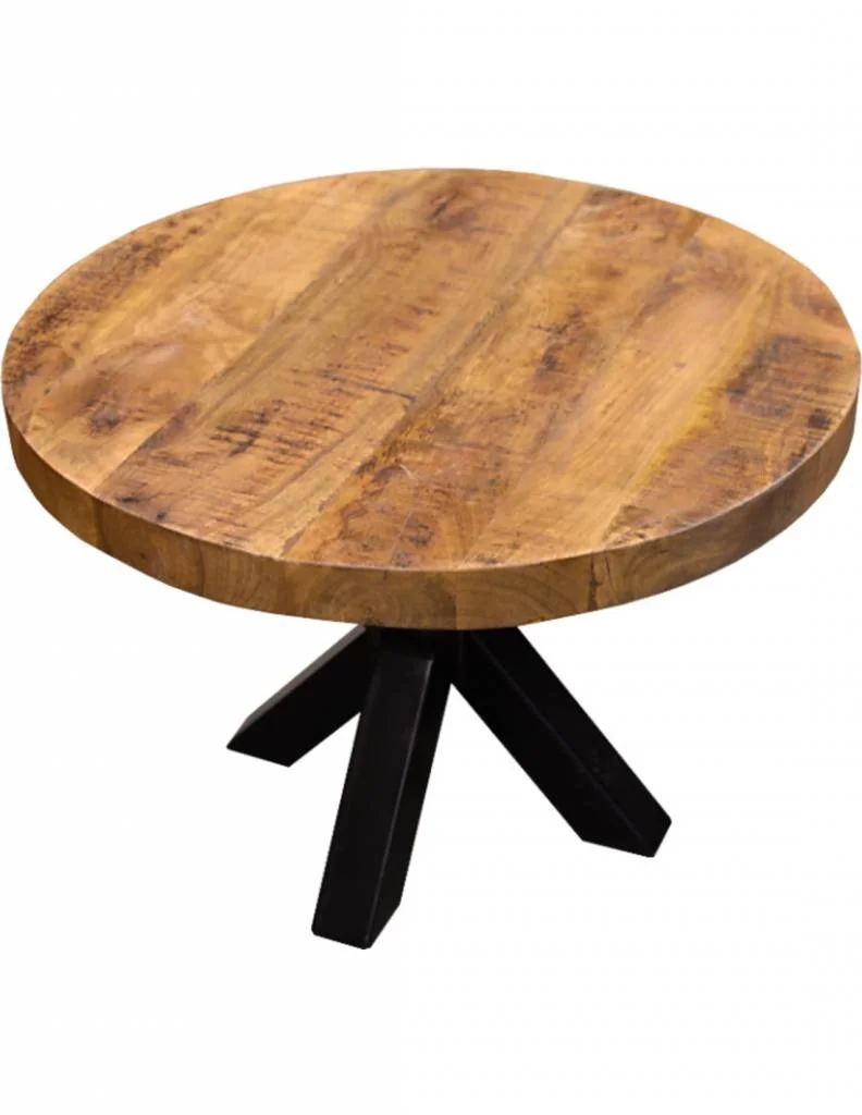 
Vintage Round mango coffee tables with industrial spider legs set of two 