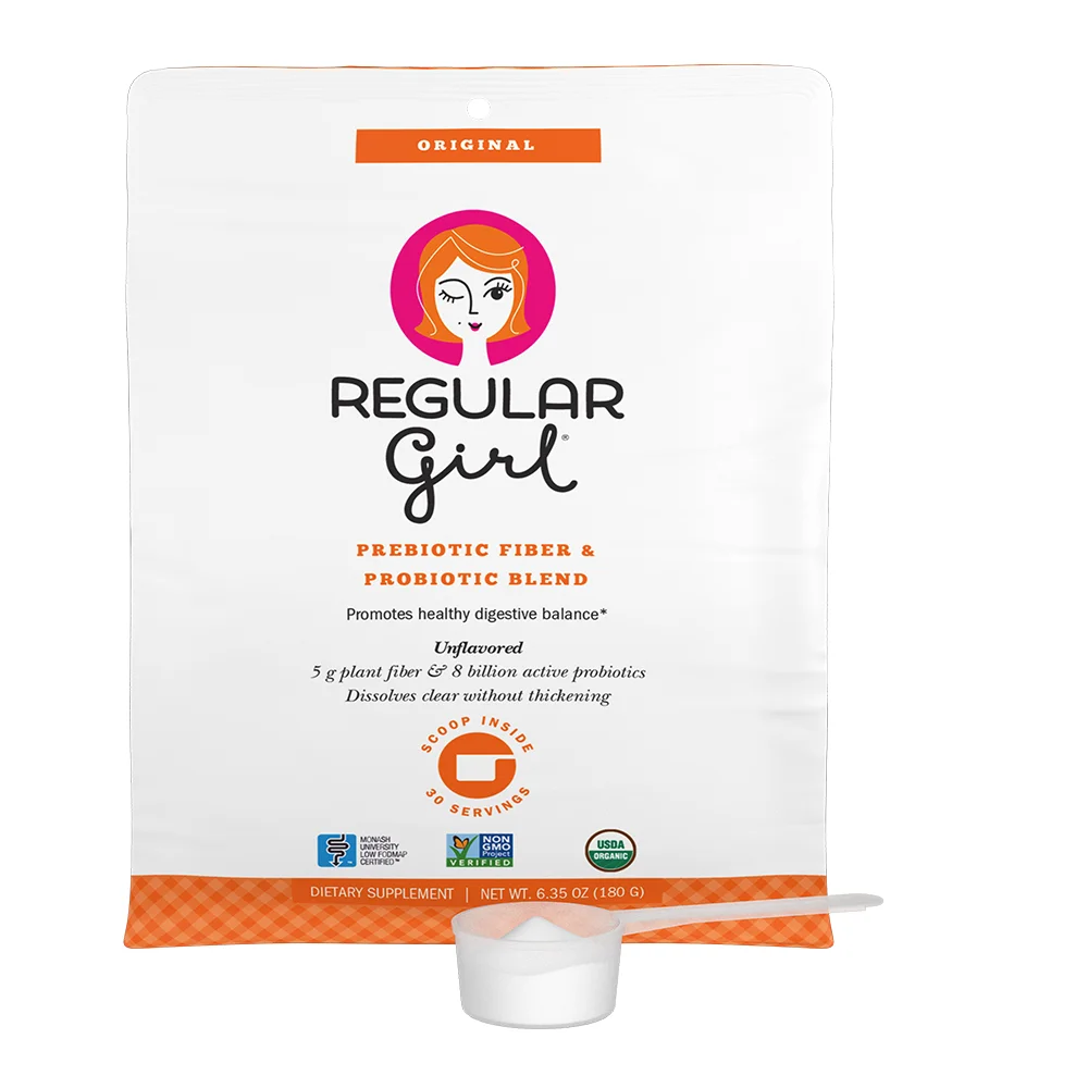 Regular Girl Original Powder Prebiotic Soluble Fiber (Sunfiber) and Probiotics (Bifidobacterium Lactis) Organic Powder