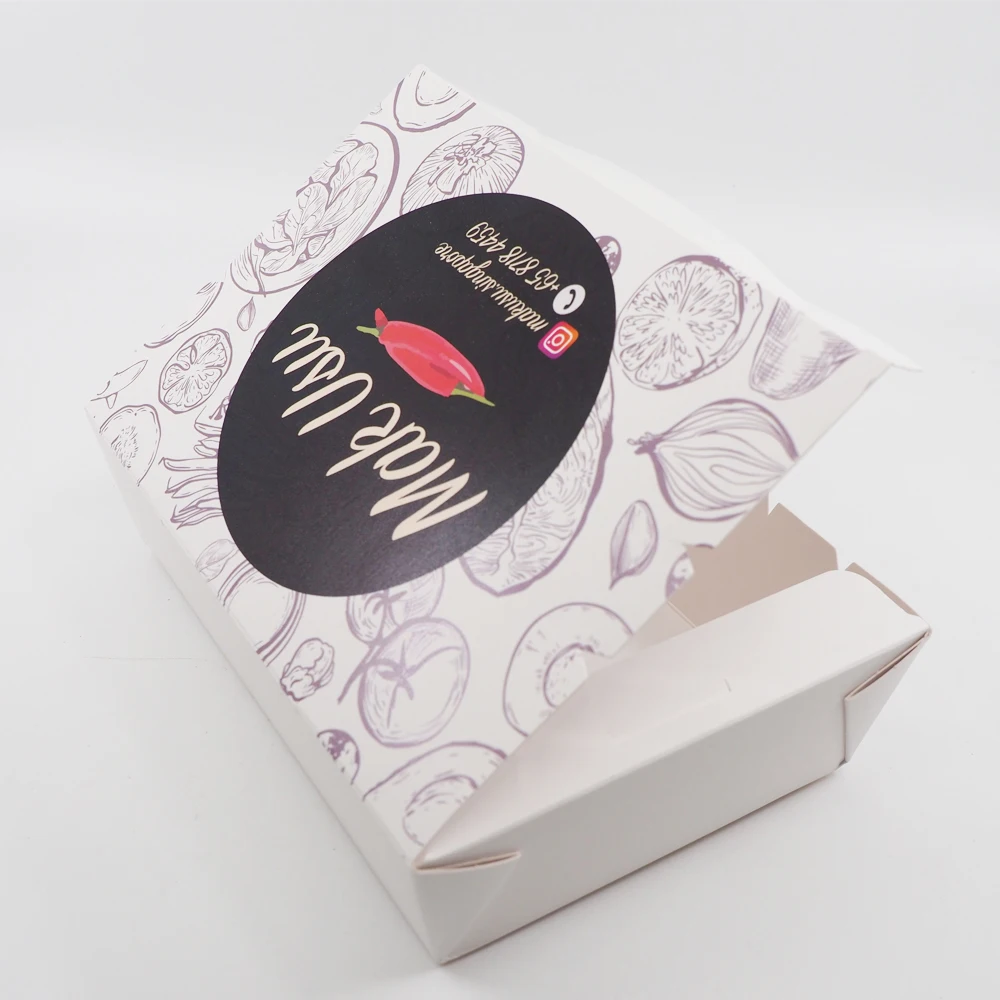 Высокая технология печати индивидуальный цветной логотип пищевой контейнер на вынос из крафтовой бумаги для коробки ланча и салата