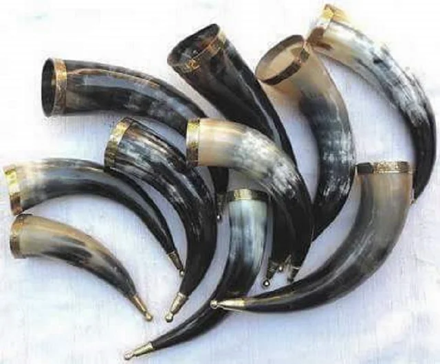 100% Natural Buffalo Horn Viking Drinking Horns Carved and Polished Animal Style Crafts for Drinking Mugs