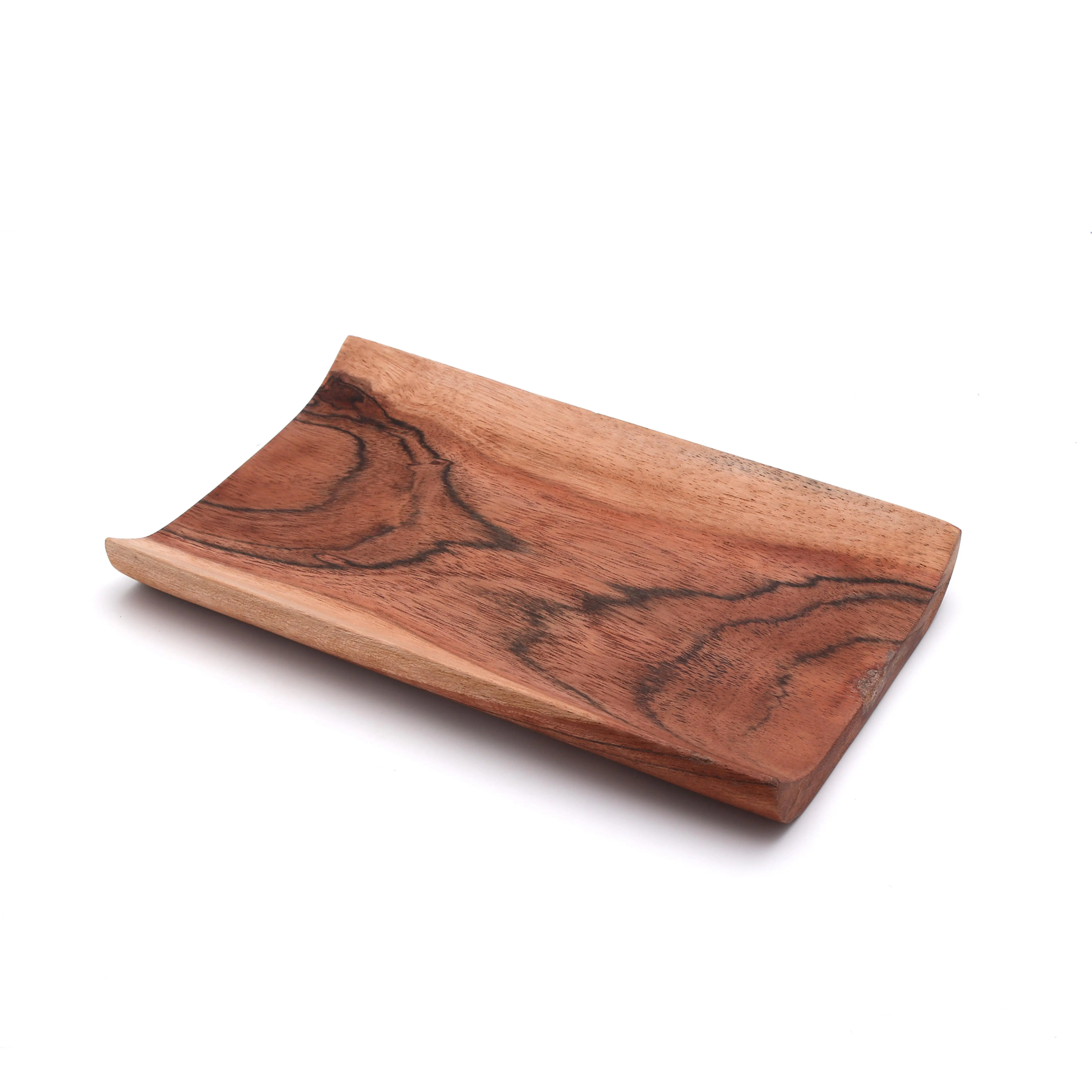 Handcrafted Acacia Wood Sushi Serving Platter Japanese Style Food Serving Bamboo Wooden Acacia Platter Cutting Chopping Board