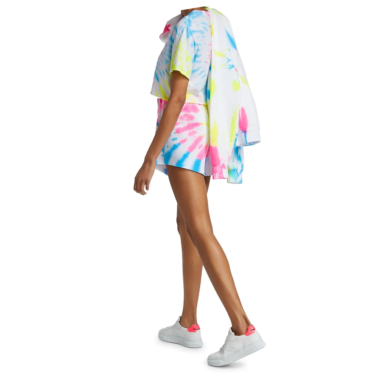 
Women Slim Fit Multi Color Crop Tee Neon Tie-Dyed Cropped Tee 