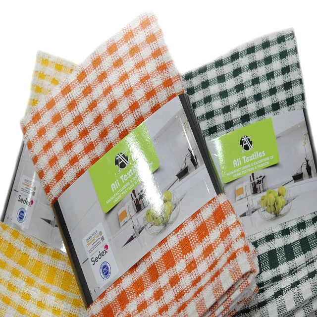 100% Cotton Mono Check Terry Towel Super Absorbent