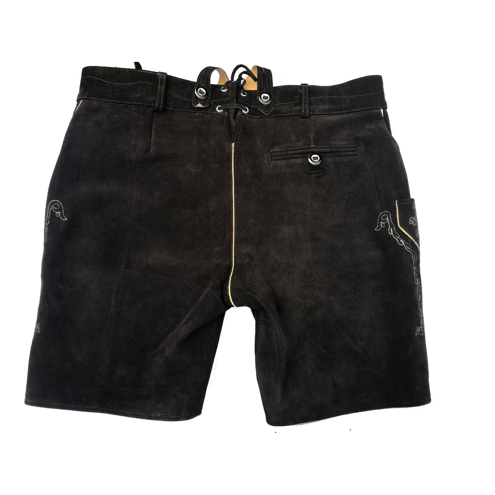 Brown color men lederhose bavarian garments trachten short pant suede leather