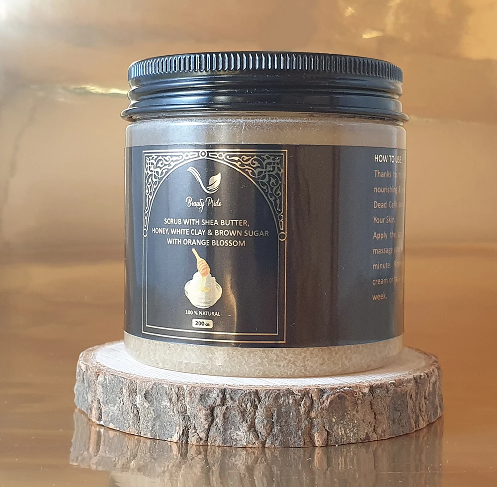 Argan Sugar Scrub with shea butter-  honey - orange blossom