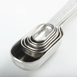 Top Sale High Productivity 2 in1 Coffee Scoop Weight Rectangle Food Measuring Metal Spoon