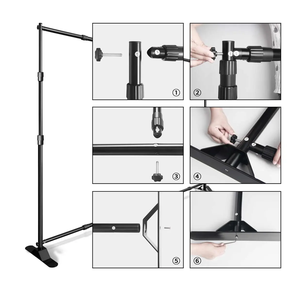 
eDSLRs Telescopic Tube Background Stand Kit with Heavy Duty Base 3.3m x 3.3m for Photography Backdrop and Trade Show Display 
