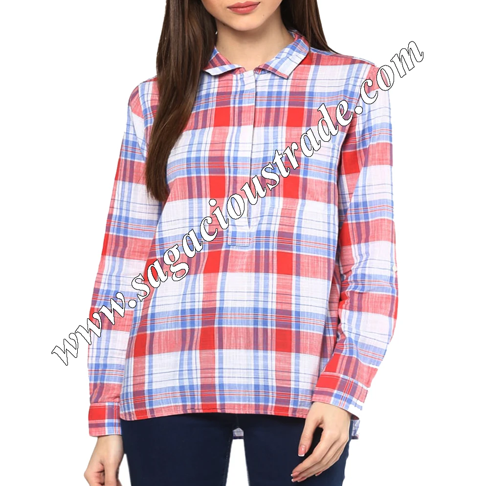 100% cotton custom Ladies long sleeve shirts plus size plaid designer casual cotton flannel shirts