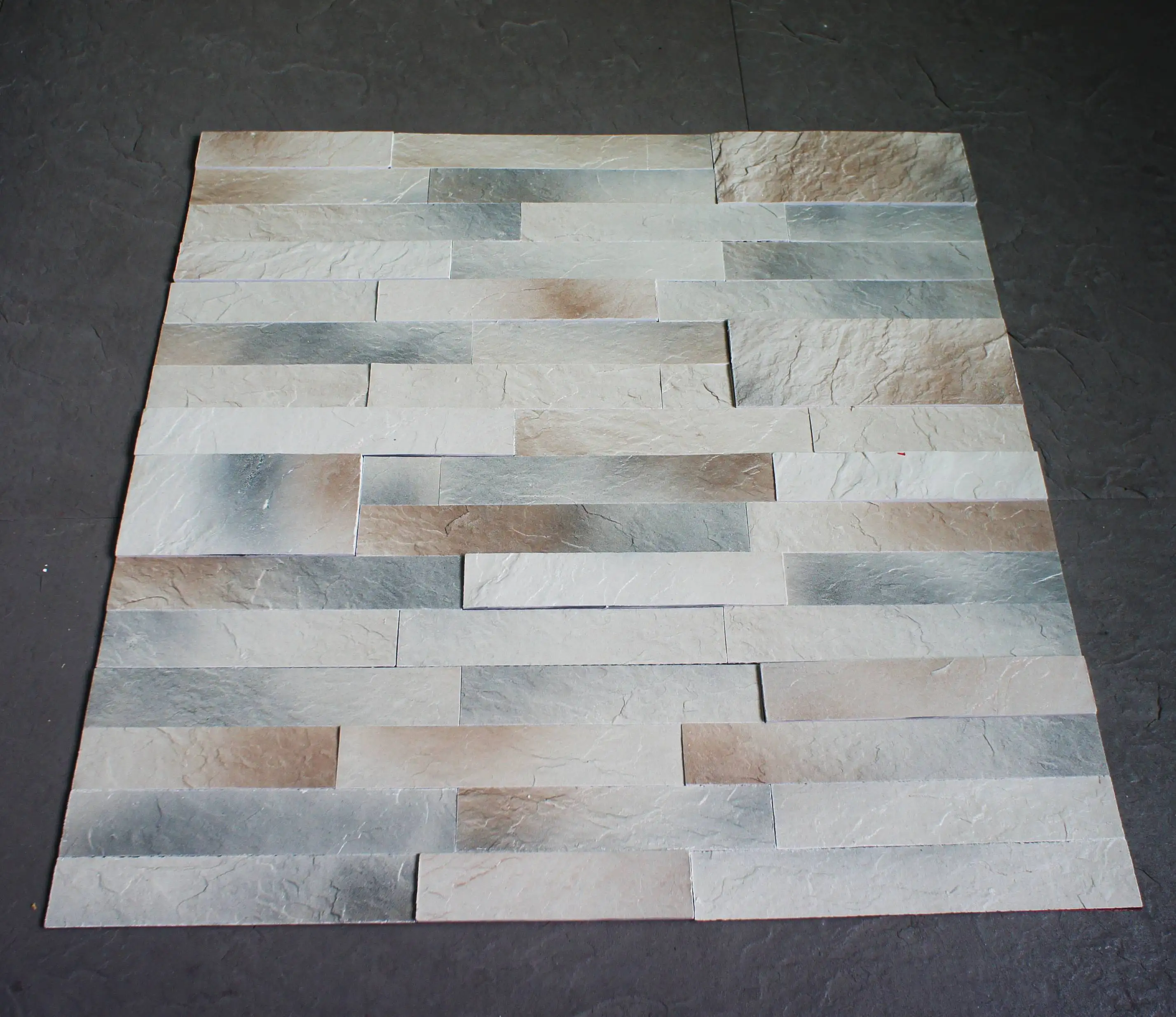 Self-Adhesive DIY Striped Stone Waterproof Lightweight Facade Tiles MCM Flexible Clay Wall Tile