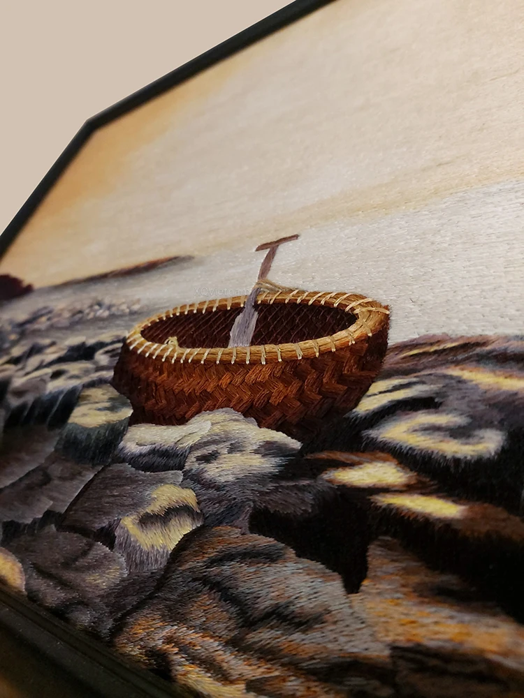 
Living Room Wall Decoration Traditional Seacape Painting My Homeland Hanging Embroidery Paintings 