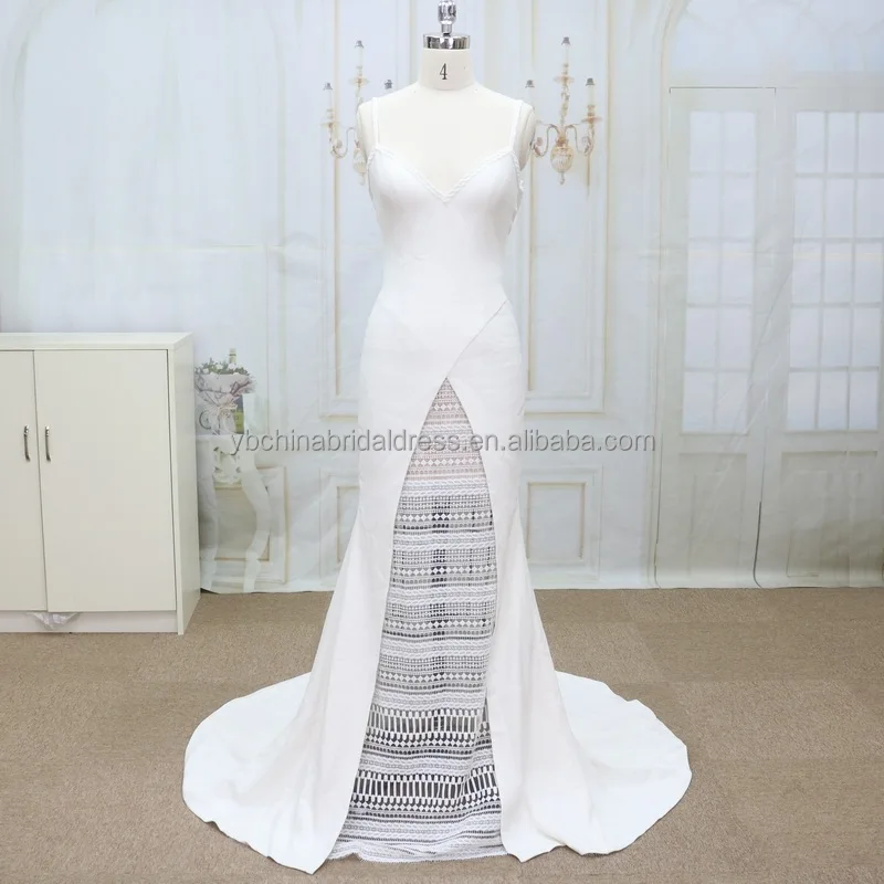 Beautiful french lace with import crepe 2021 new popular style vestidos de novia