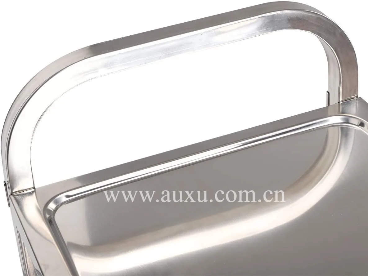 3 Shelf Multi-Functional Stainless Steel Trolley with Locking Wheels Household Service Trolley