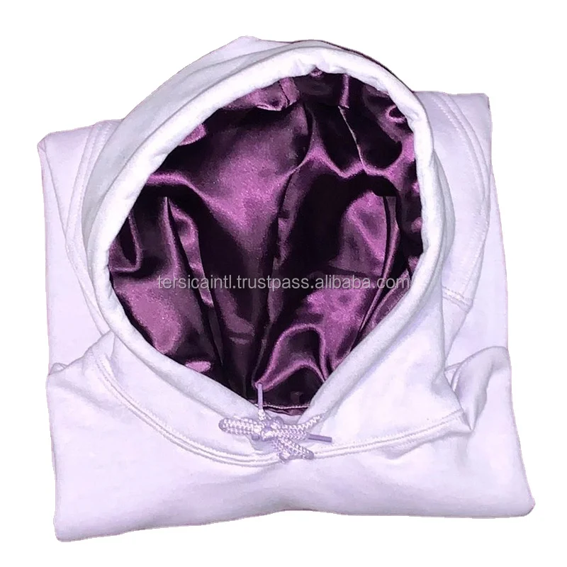 Cheap Prices Custom LOGO Plain Color Cotton 100% Cotton Streetwear silk Satin Lined Hoodie with Silk lining Hood Men