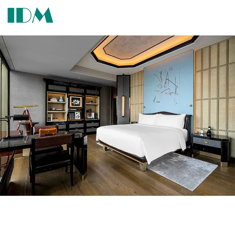 IDM-A55 Hotel Furniture Manufacturer Customized Modern Bed Set Hotel Bedroom Furniture Set Wooden Furniture