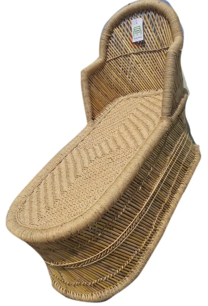 2024 Best Selling Eco- Friendly  Bamboo Cane Lightweight Sofa Lounger + Long Reclining Chair for  Beach Garden Backyard Terrace  Sale