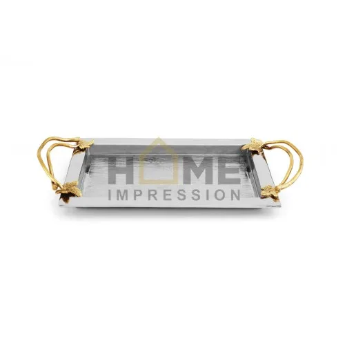 deecorative Gold Handles Most Popular Serving Fancy Silver Tray Food Serving Kitchenware Tabletop Supplies From Indian Supplier