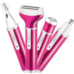 4 In 1 Facial Hair Trimmer Rose Red Electric Eyebrow Trimmer With US Standard Plug