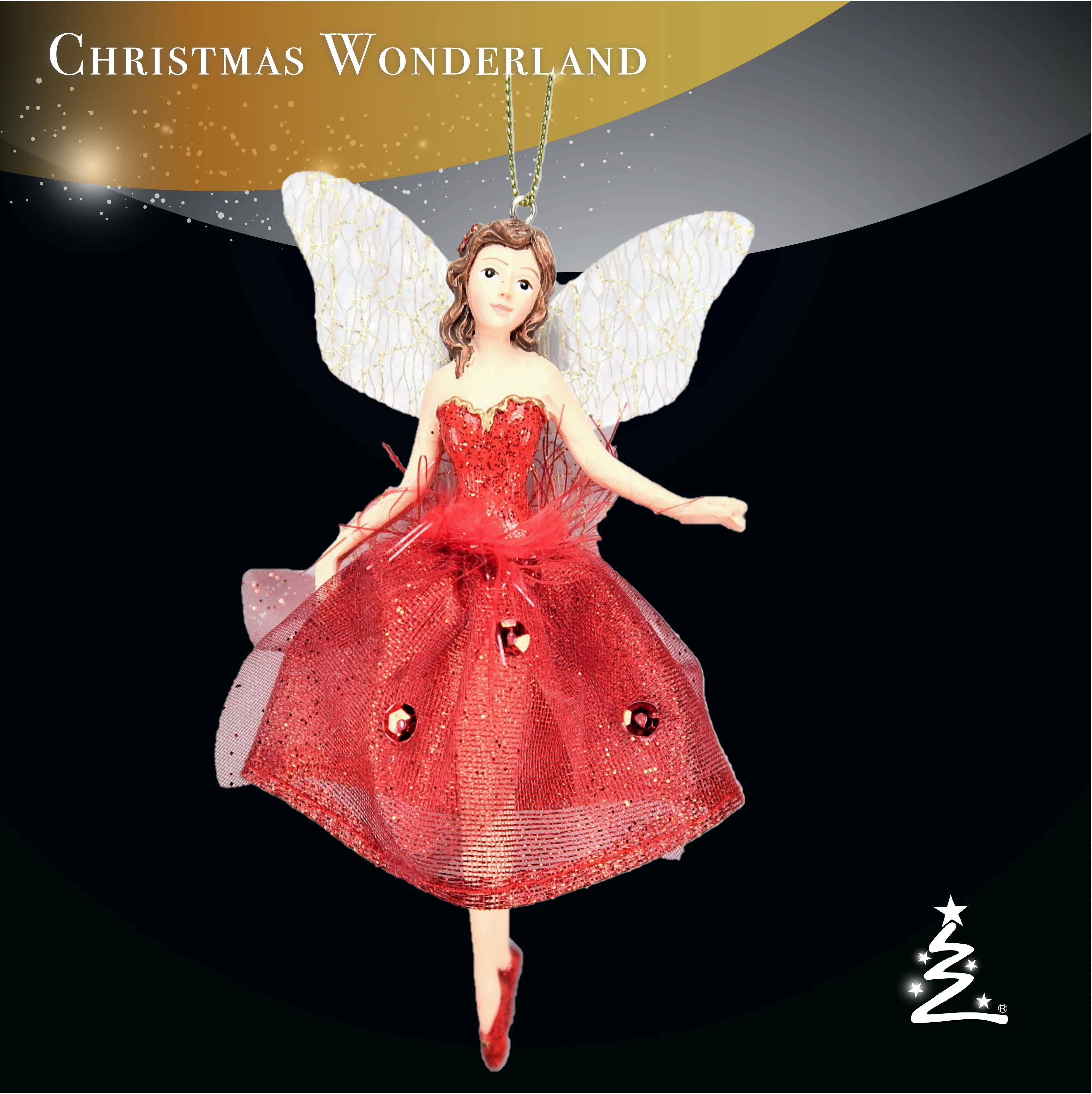 Christmas Decoration Polyresin Red Dress Fairy Ornament