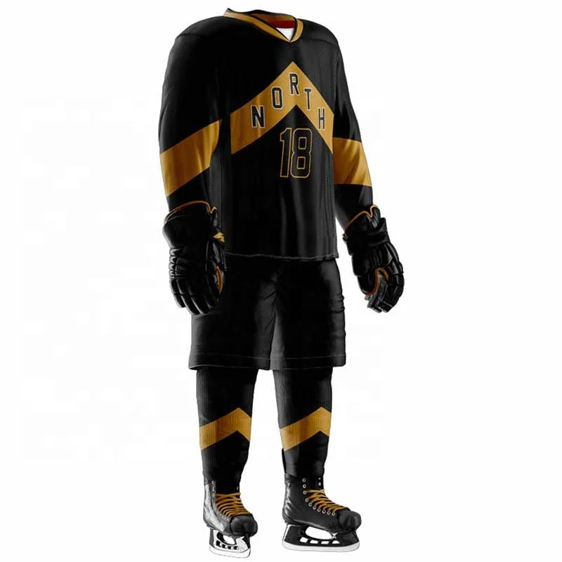 Ice Hockey Shirts Custom Hockey Jersey Golden Sublimation Embroidery Unisex OEM Customized Anti Technics Logo Style Time Knights