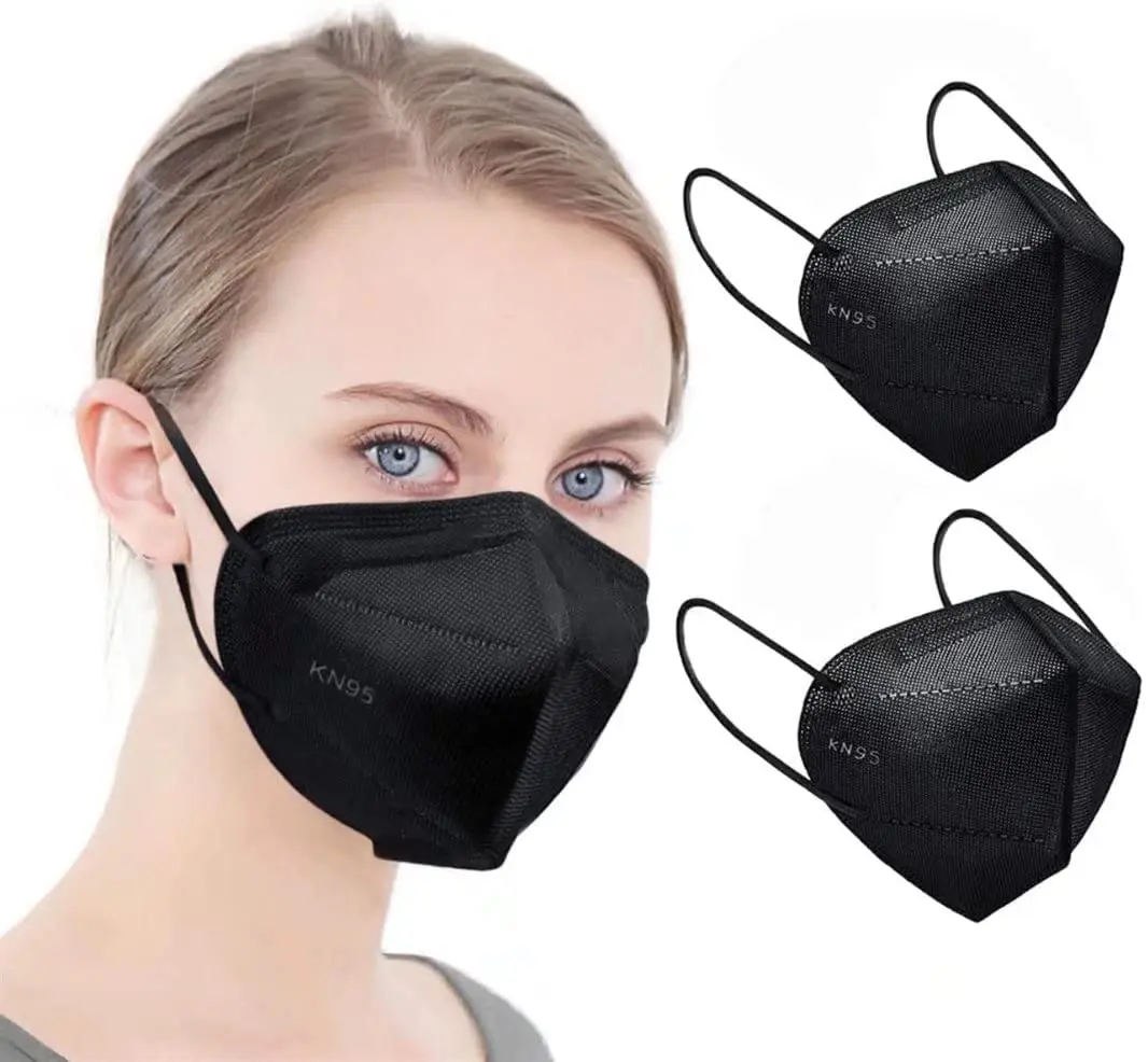 Face Mask Black 5 Layer Cup Dust Safety Masks Filter Efficiency 95% Breathable Elastic Ear Loops Black Masks