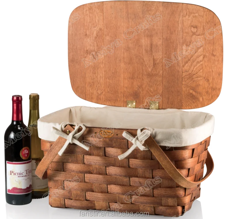 China Factory Natural Wood Clip Picnic Basket