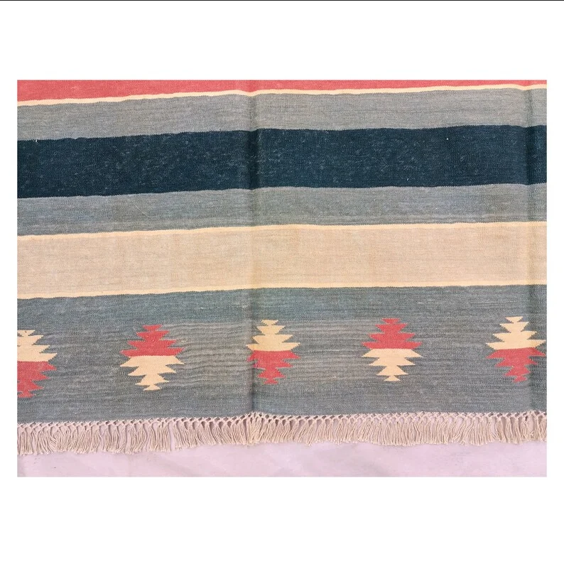 Indian Wholesale Handmade Textile Home Living Room Decorative 100% Natural Cotton Floor Carpet Kilim Throw Mats Beach Woven Rug