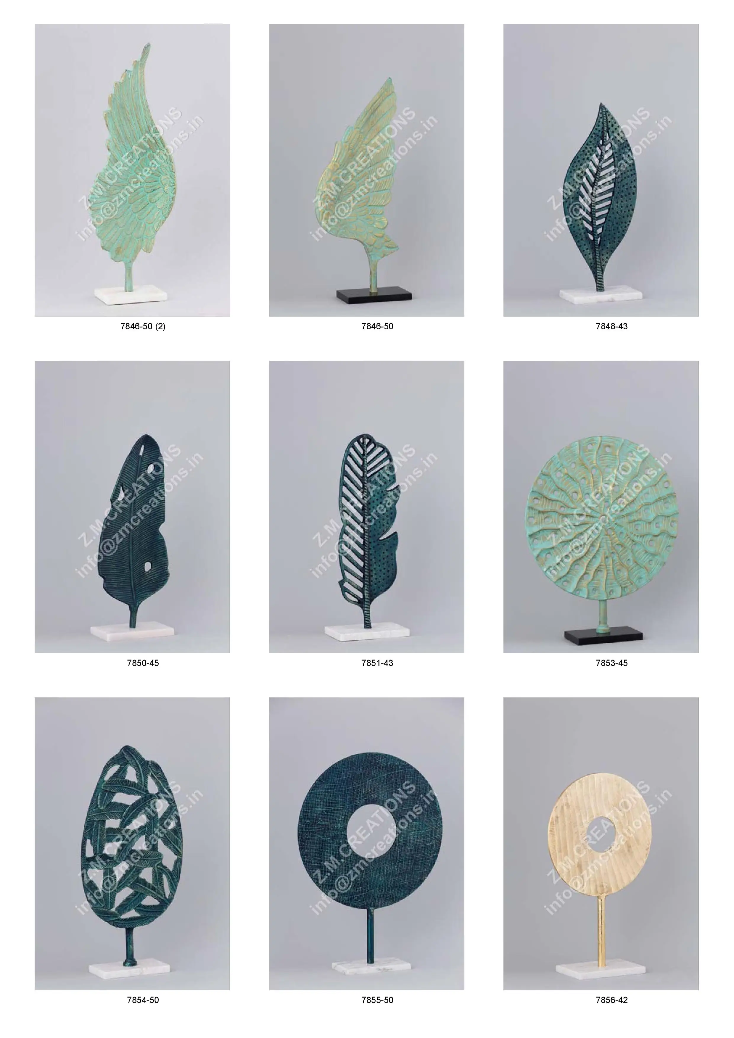 Aluminum Sculpture Leaf Handicraft Top Trending Home Office Desk Showpiece Marble Base PC Outdoor Use Hot Product Box Packaging