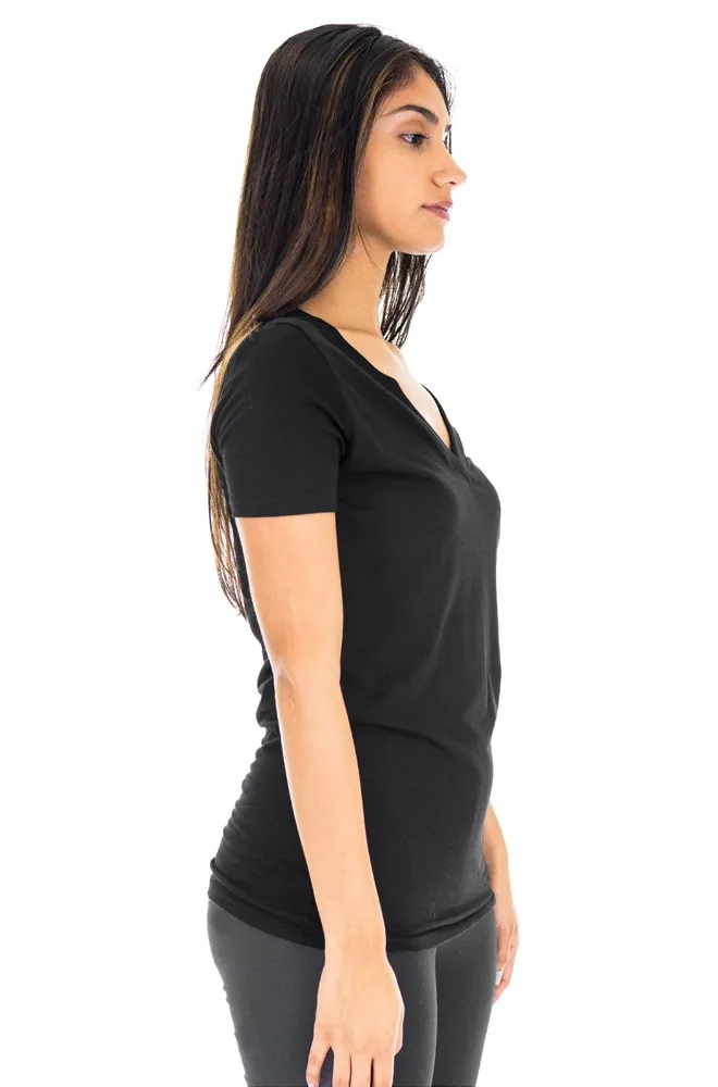  Женская футболка из конопли с V-образным вырезом 60% конопля 40% органический хлопок поставляется вашим логотипом