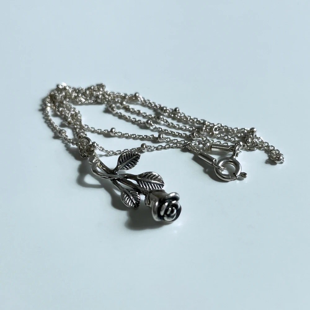 
Korea new classic style real rose shaped 925 silver women necklace 