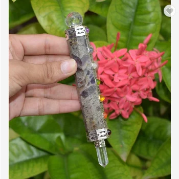 7 Чакра ауралит 23 натуральный хрустальный шар Сфера точка карандаш рейки исцеляющая палочка каменная кварцевая Палочка Маятник