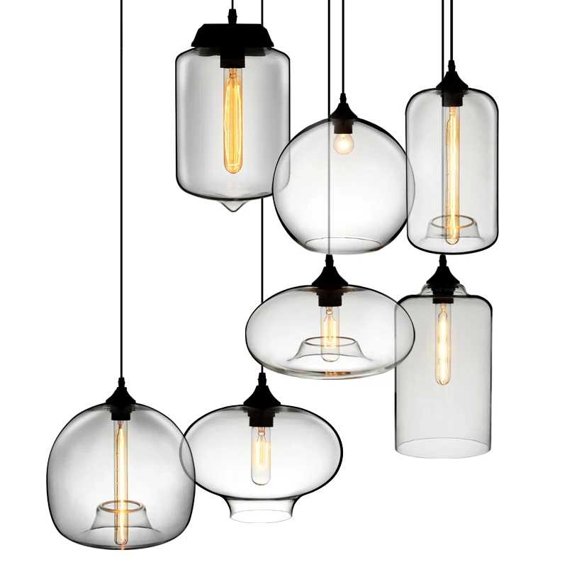 Colorful Glass Pendant Lamp 110V 220V Vintage Decorative Hanging Light