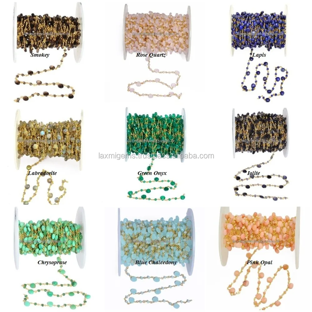 Green Onyx Gemstone 3 mm Rosary Beaded Chain 925 Sterling Silver Bulk Chain for Jewelry Making