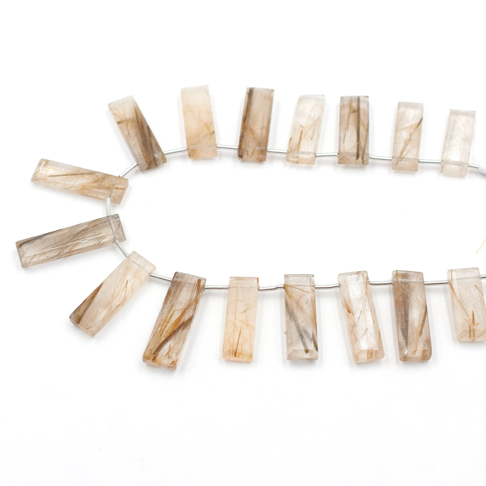 Golden Rutilated Quartz 20 To 22 MM Rectangle Shape Beads Strand