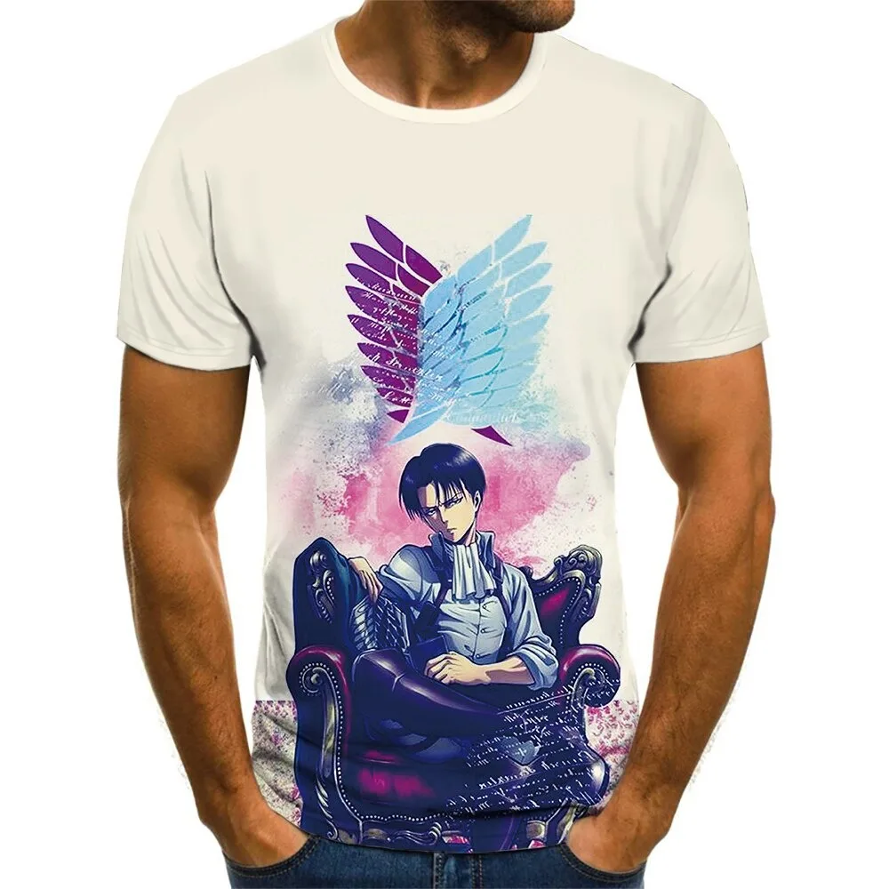 Designer recommended men animation attack on titan printed t shirt 3d printed short sleeve men t shirt printed