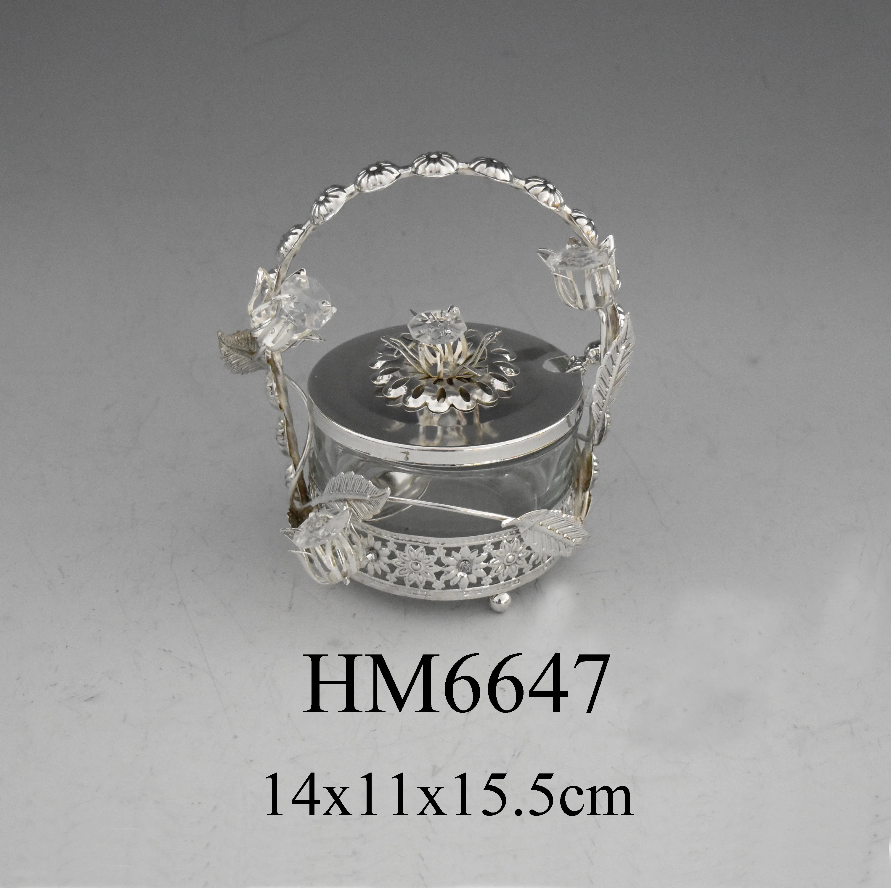 Metal luxury gold candy pot with cover and stand wedding decoration sugar pot