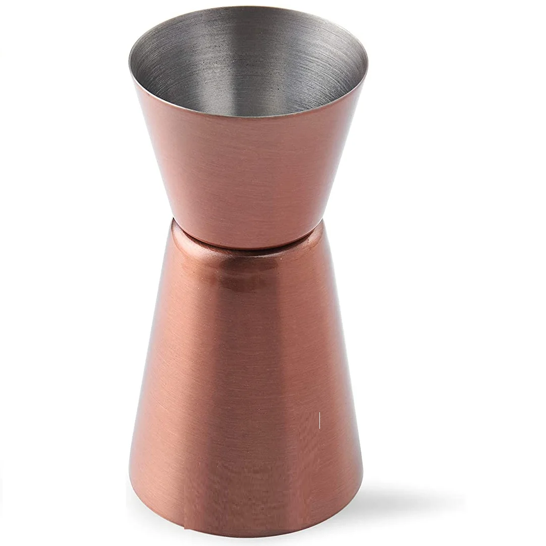 Luxury Selling Premium Hammered Pure Solid Copper Double Side Jigger Cups Bar Tool With 5 Marks For Measurement  Bar Accessories