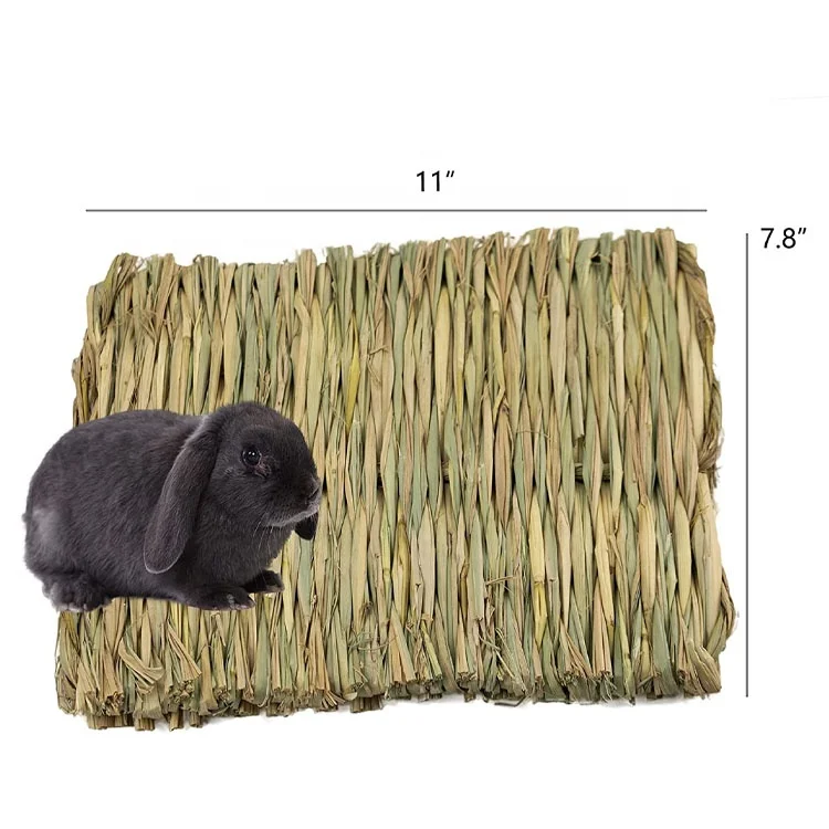 Rabbit Grass Mat Natural hay Bed and Straw Ball Toy for Rabbi tChinchilla Hamster Chewing Toy Grass