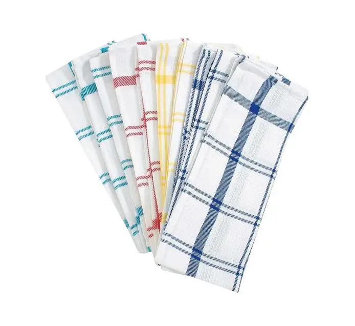 recycled positive negative plain striped checked design Embroidered Golf kitchen towels from India  mopping cotton waste cloth