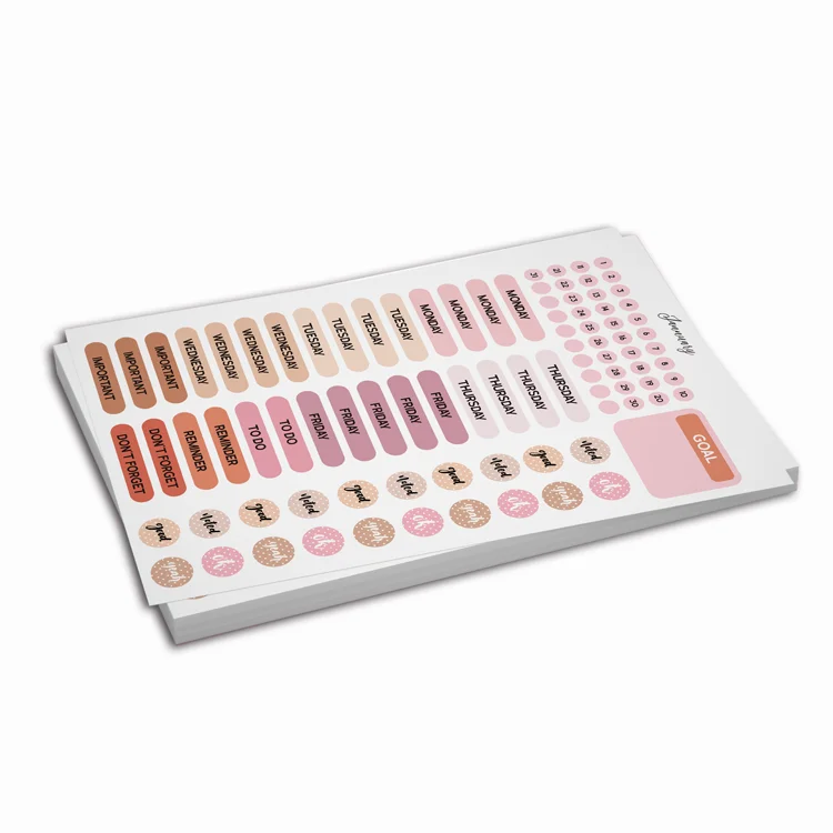 China Factory High Quality Custom Colorful Eco-Friendly Journal Planner Die Cut Printing Paper Sticker