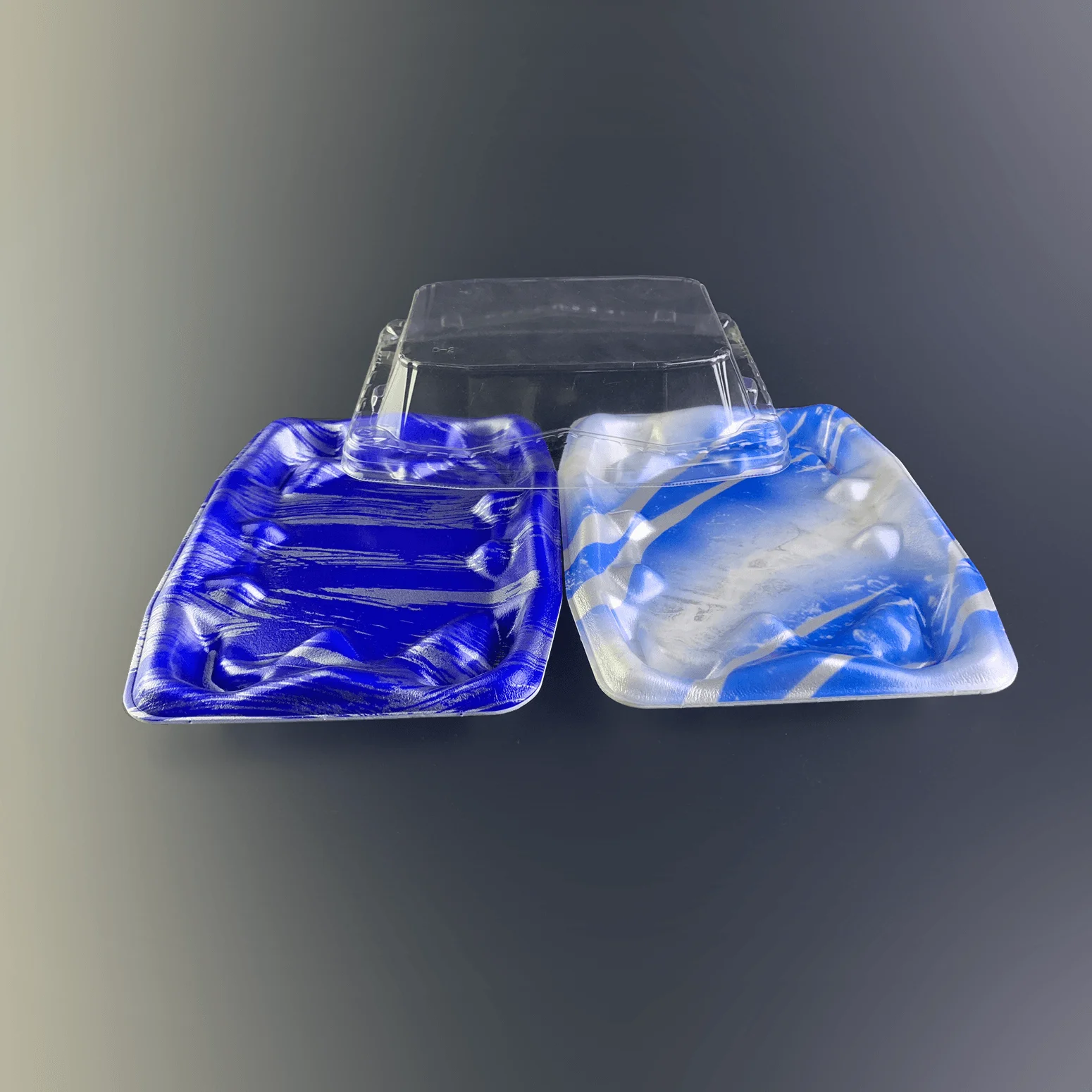 Food Trays Red - Blue OFUNA 2-3 Sushi POTATO CHIPS Use absorbent products disposable square styrofoam tray