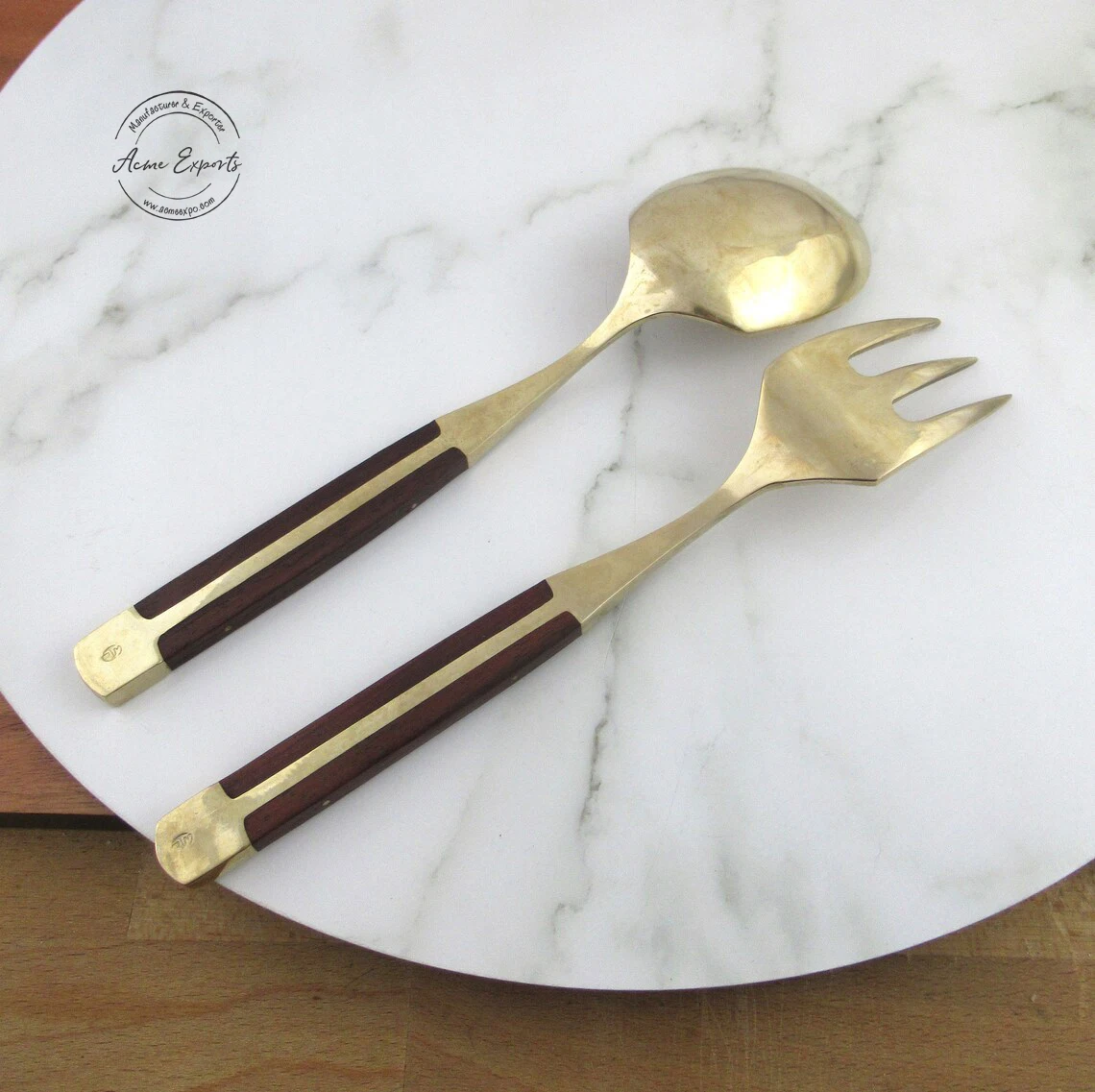  Экологически чистый латунный матовый набор для сервировки салата стандартного размера предназначенный буфетных инструментов столовые приборы