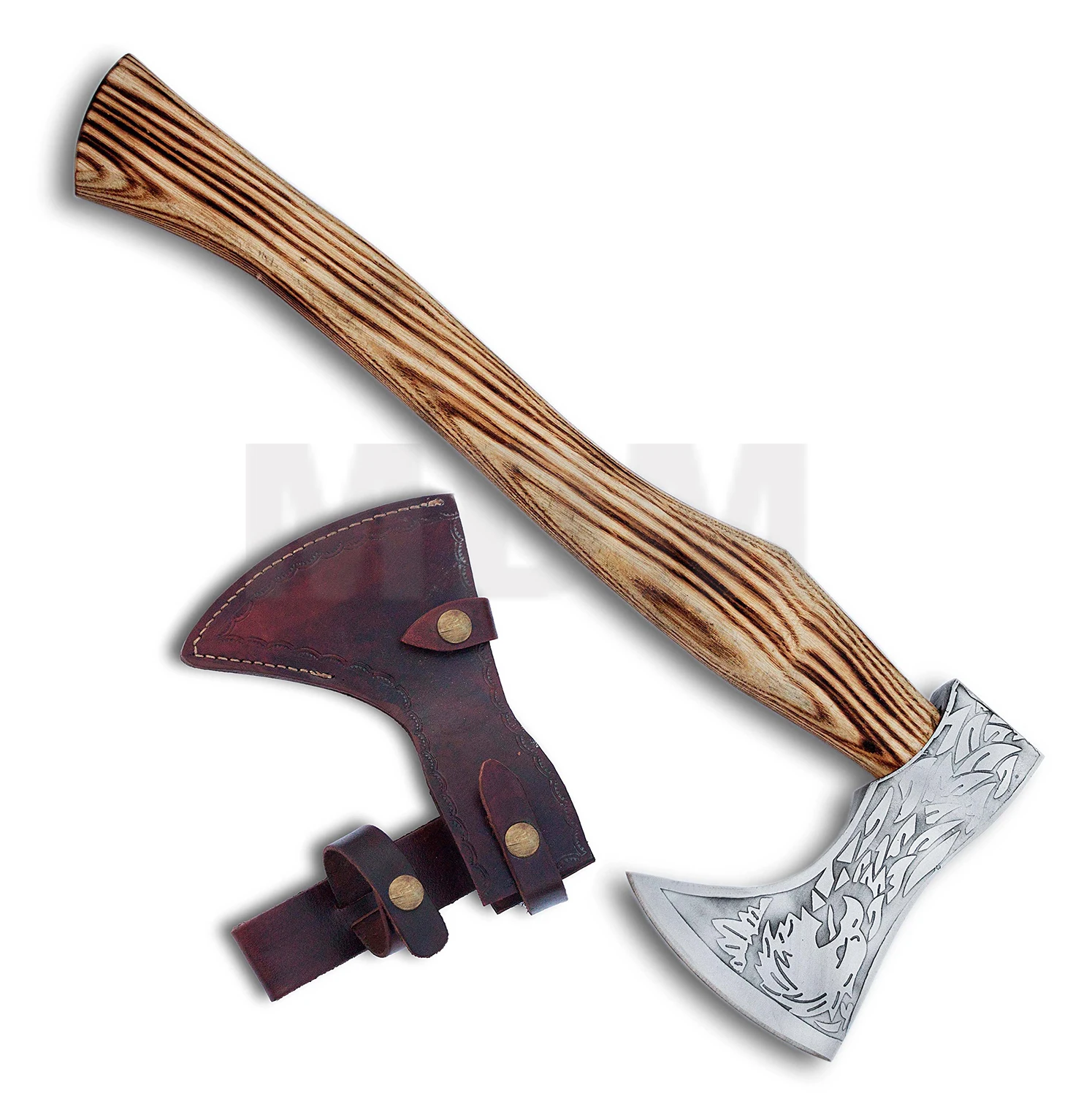 Custom Handmade Stainless Steel Viking Axe Bearded Hatchet With Wood Handle Leather Sheath for Survival Outdoor Whole Sale Axes