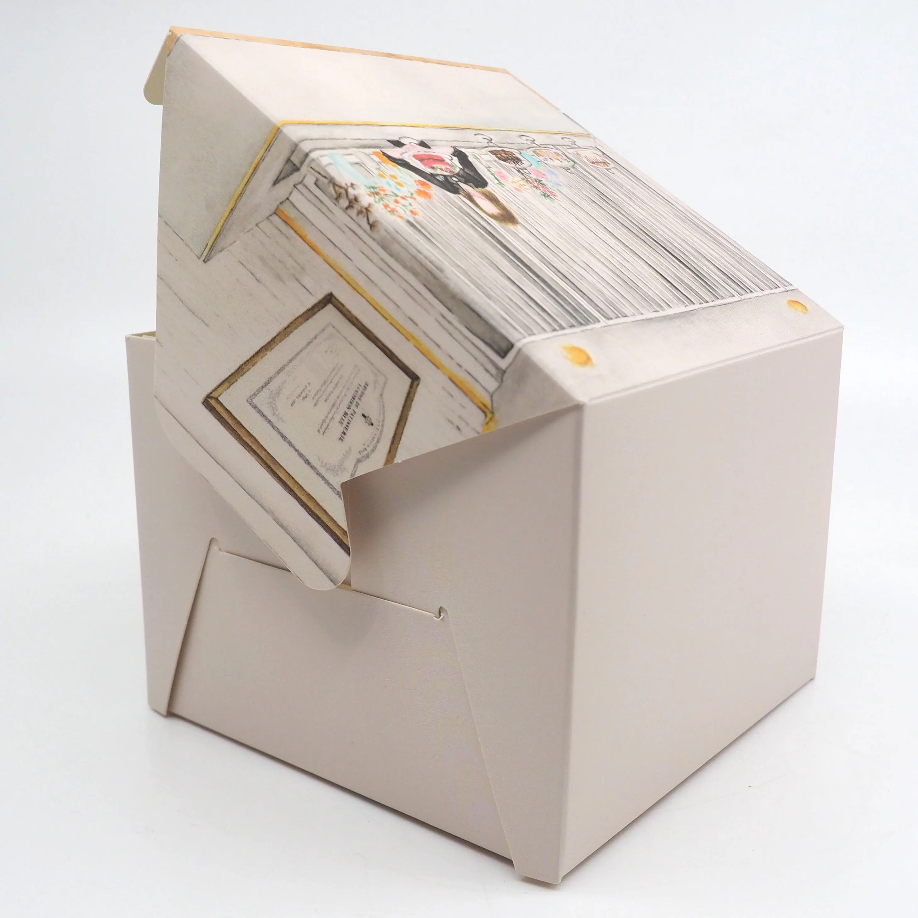 Оптовая продажа пищевая квадратная форма использование для выноса сертификат PEFC биоразлагаемый розовый кондитерский бокс небольшого размера