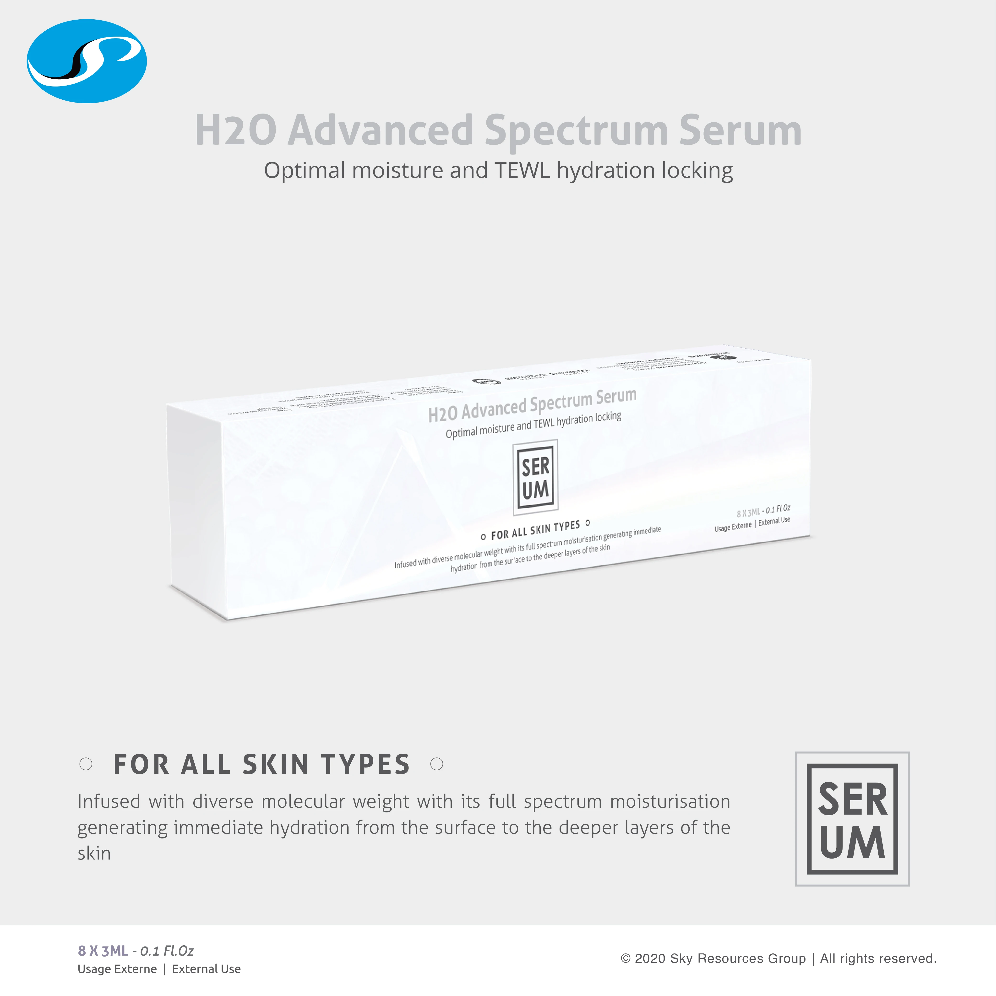 Advanced Hydrating Contain Sodium Hyaluronate Betaine ECOCERT face serum ampoule with TEWL Water-locking Power to cure dry skin