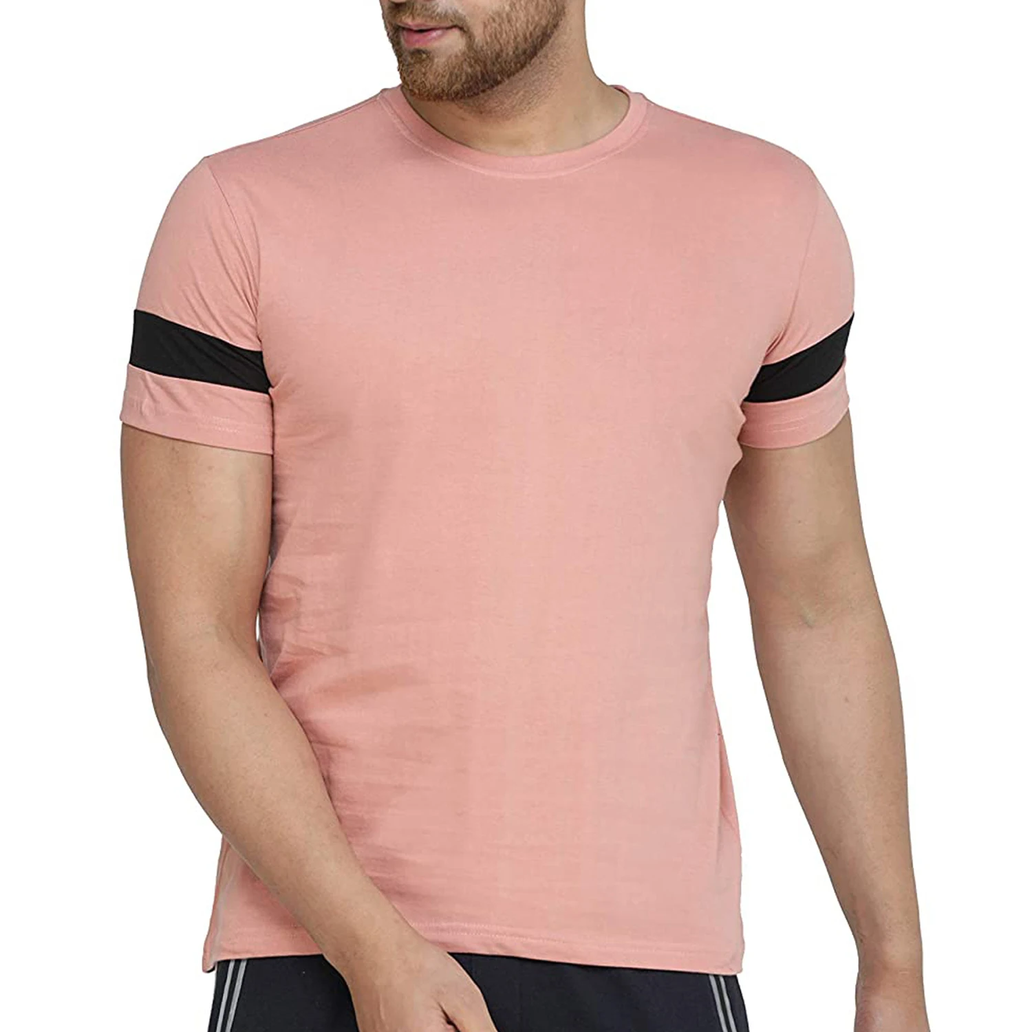 Новинка, повседневная мужская модная футболка из 100% хлопка с индивидуальным логотипом, оптовая продажа, Высококачественная футболка в полоску с коротким рукавом и круглым вырезом для мужчин