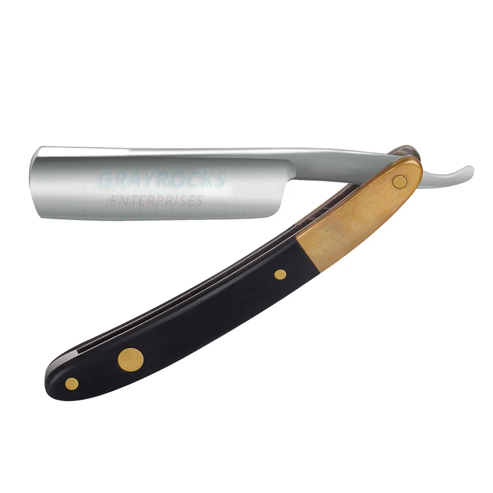 Straight Razor Combination Scale Cutthroat Straight Edge Blade Barber Razor Wood and Metal Sharp Carbon Steel Single Blade