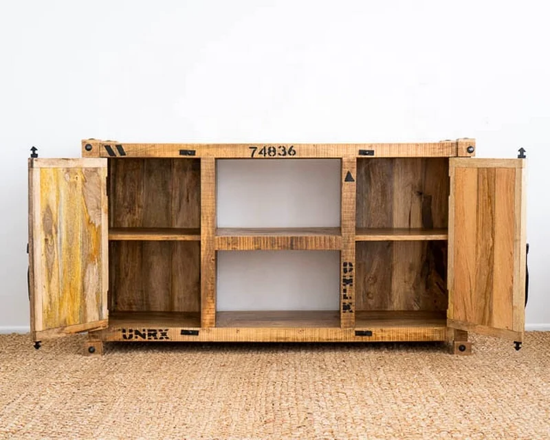 roots solid mango wood tv cabinet 2022 container style wooden tv cabinet