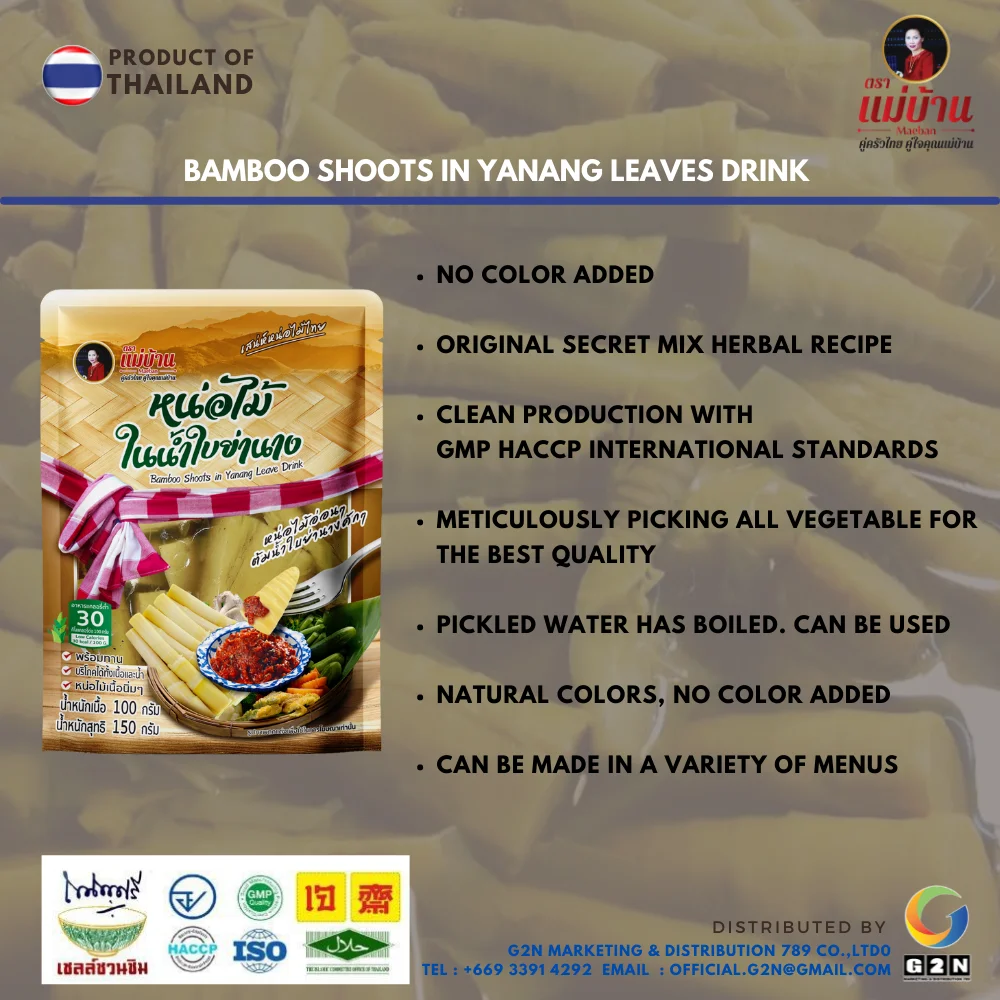 The Best Premium Quality of  Thai Food of Bamboo Shoots in Yanang Leaves Drink from Thailand 24 Bag/Carton (2.50 - 3.20 USD/Bag)