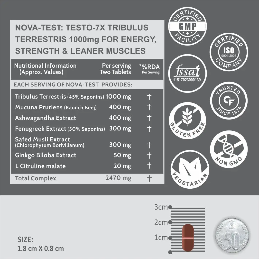 
Carbamide Forte Stamina & Libido Booster Supplement for Men with Tribulus 1000mg, Ashwagandha 60 Veg Tablets 