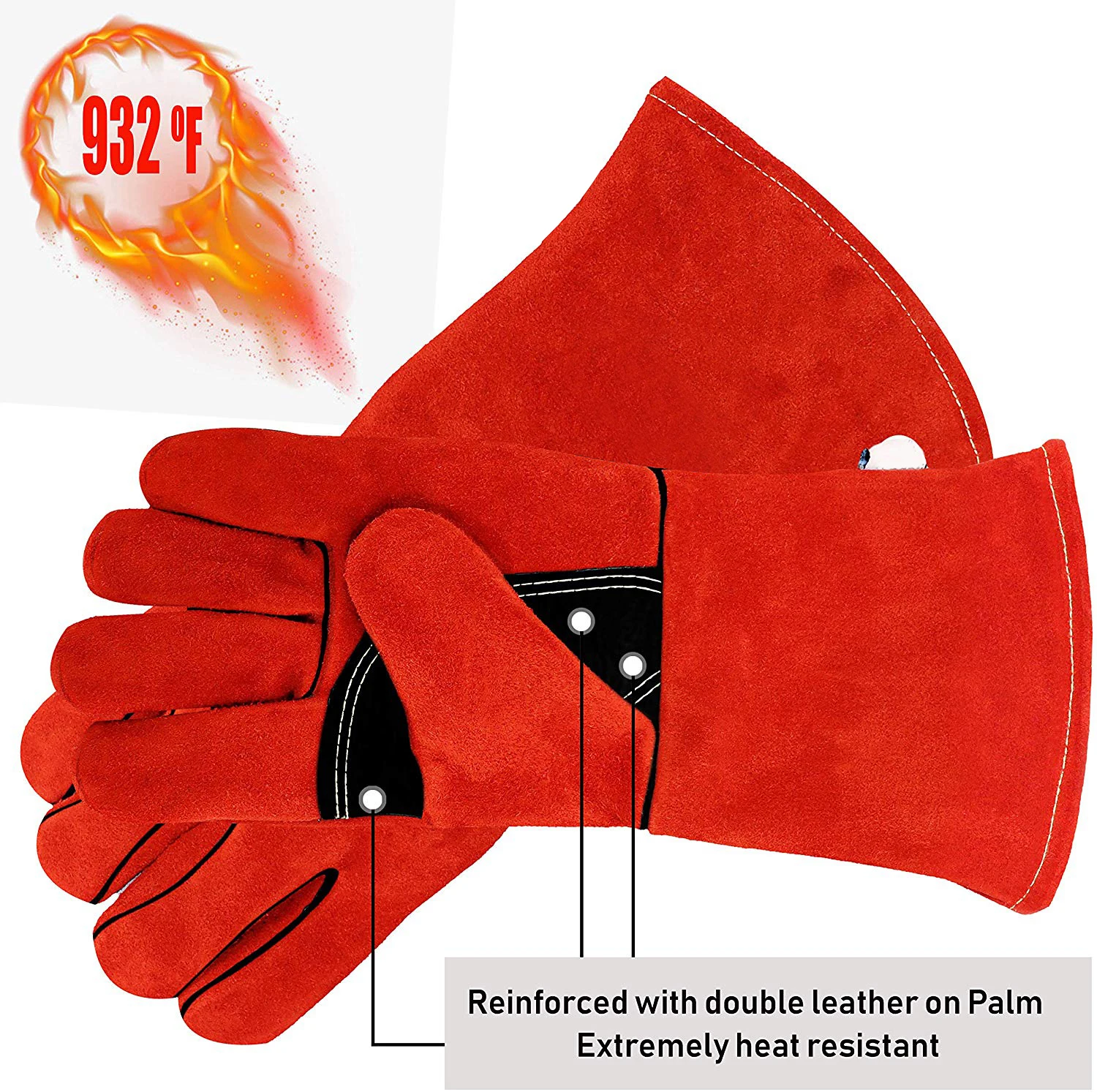 Leather Palm Cowhide split leather back Tag Welding Gloves With Cowhide Split Leather Gloves